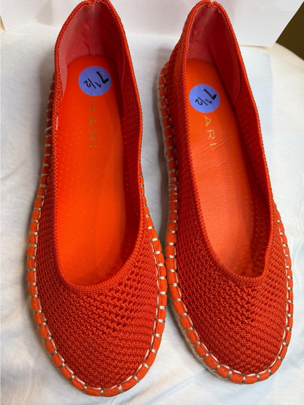 Tahari Ladies Knit Espadrille Flats in Bright Orange - Slip-On Comfort size 7.5